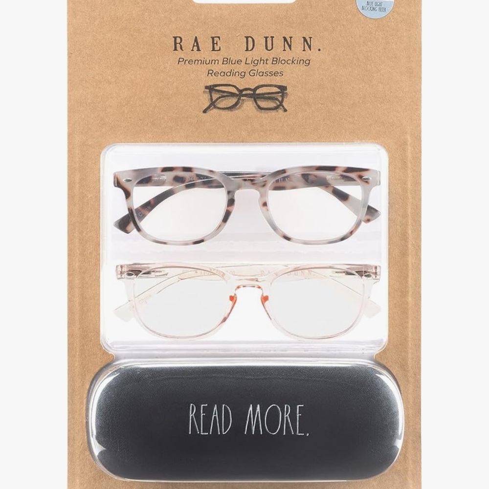 Rae Dunn Tortoiseshell and Clear Glasses Set